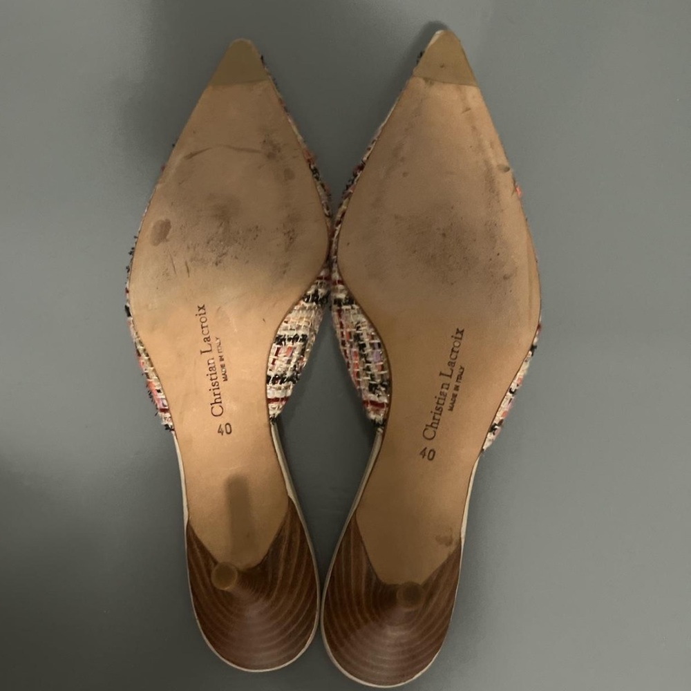Christian Lacroix Tweed Pointed-Toe Mules NO RETURNS - Picture 2 of 2